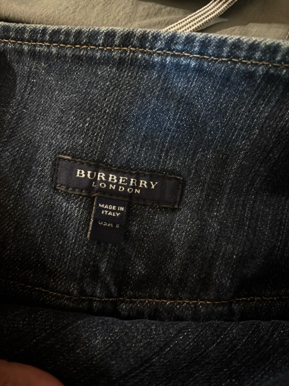 Burberry Dark Blue Denim Pleated Mini Skirt with Brown Double Belts - Picture 6 of 11